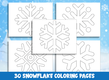 Preview of 30 Printable Snowflake Coloring Pages for Preschool and Kindergarten, PDF File