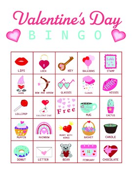 30 Printable Valentine's Day Bingo, Kid's Activities, Classroom games