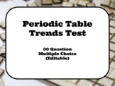 30 Question Multiple Choice Test on Periodic Table Trends 