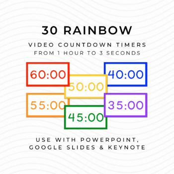 Preview of 30 RAINBOW Video Countdown Timers - For PowerPoint, Slides, Keynote