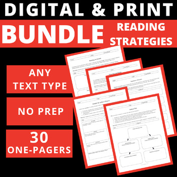 Preview of 30 READING STRATEGIES - BUNDLE - DIGITAL AND PRINT - GRAPHIC ORGANIZERS
