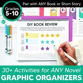 Preview of 30 Reading Graphic Organizers for ANY Novel | Reading Comprehension Activities