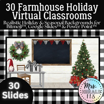 Preview of 30 Realistic Farmhouse Holiday & Seasonal Virtual Classroom Backgrounds