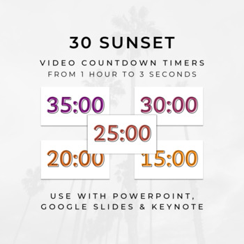 Preview of 30 SUNSET Video Countdown Timers - For PowerPoint, Slides, Keynote