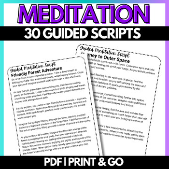 Preview of 30 Scripted Guided Meditation for Mindfulness & Self-regulation & Yoga