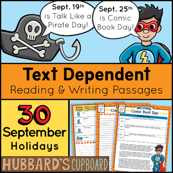 Preview of 30 September National Day Activities - Text Dependent Reading & Writing Prompts