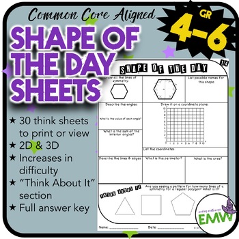 Preview of Shape of the Day Worksheets