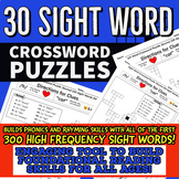 30 Sight Word Crossword Puzzles (First 300 Sight Words)