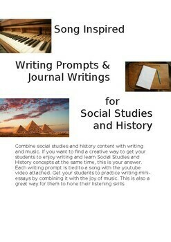 Preview of 30 Song-Inspired Writing Prompts for Social Studies and History
