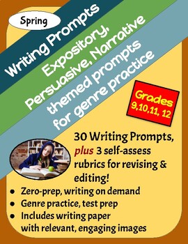 Preview of 30 Spring Writing Prompts: Expository, Persuasive & Narrative, Grades 9-12