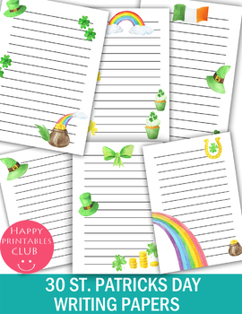 Preview of 30 St. Patricks Day Writing Paper Template- St. Patricks Writing Activity Paper