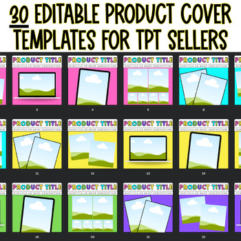 Preview of 30 TPT Product Cover Templates | Editable, Colorful Edition For TPT Sellers