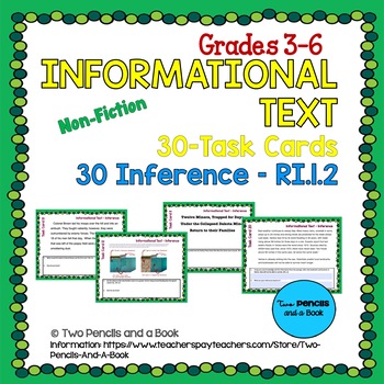 Preview of 30 - Task Cards Non-Fiction- Inference - For Print and DIGITAL LEARNING