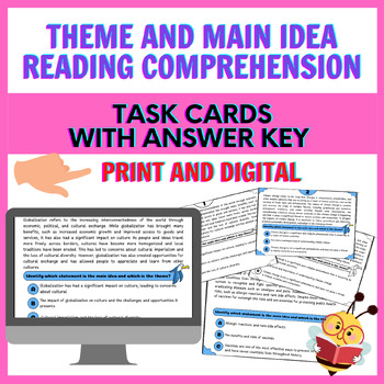 Preview of Theme and Main Idea Task Cards | Reading Comprehension