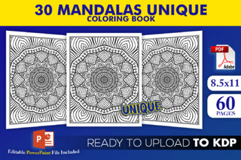 Preview of 30 Unique Mandalas Coloring Book Mandala | KDP Interior Template Ready to Upload
