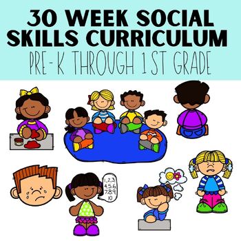 Preview of 30 Week Social Emotional Skills Curriculum - PreK-1st, FULL YEAR, Social Stories