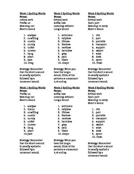 Preview of 30 Weeks of 4th grade Spelling Lists, plus one bonus week.