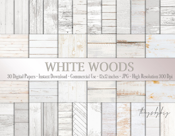 Preview of 30 White Wood Rustic Wood Shabby Chic Digital Papers