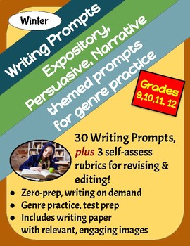 Preview of 30 Winter Writing Prompts: Expository, Persuasive & Narrative, Grades 9-12