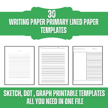 Preview of Notebook Writing Paper Primary Lined Paper,Sketch,Dot, Graph Printable Templates