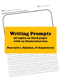 30 Writing Topics on Lined Paper with an Illustration Box