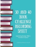 30 and 40 Book Challenge Recording Sheets