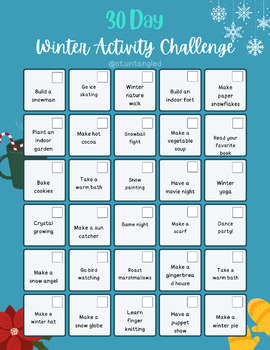 30-day Wintertime Activity Challenge by OT Untangled | TPT