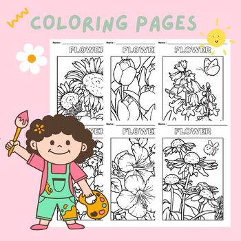 Preview of 30 flower coloring pages