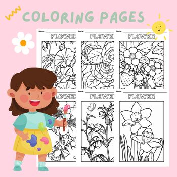 Preview of 30 flower coloring pages