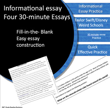 Preview of 30-minute Easy Informational essay- Taylor Swift/Disney/Weird Schools