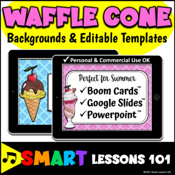 Preview of Editable ICE CREAM Boom Card Backgrounds Templates Clipart Google™️ Boom™️ PPT