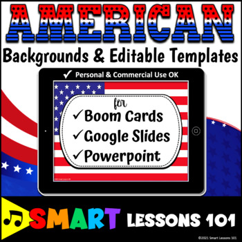 Preview of Editable AMERICAN PATRIOTIC Backgrounds Templates Clipart Google™️ Boom™️ PPT™️
