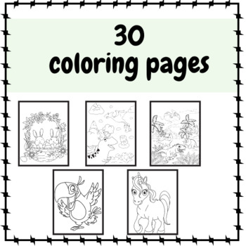 30 page coloring animals for kids ready to print by Timabmn | TpT