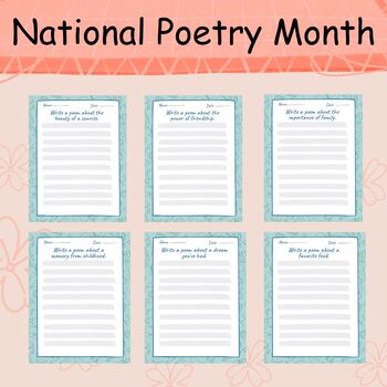 30 poetry challenge templates a day | National Poetry Month Worksheets