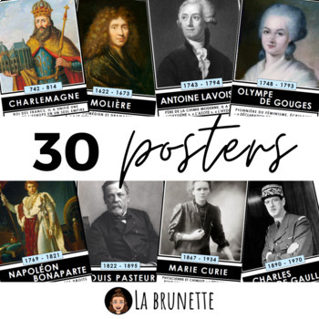 Preview of 30 posters sur les français célèbres - 30 posters about famous French people