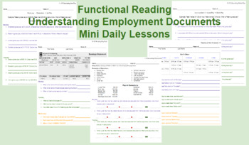 Preview of 30+ week Bell Work BUNDLE, Functional Reading, Employment Docs. Level 1