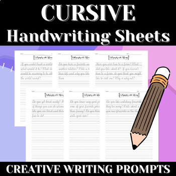 Preview of 300 CREATIVE JOURNAL PROMPTS BUNDLE | CREATIVE WRITING | Cursive Practice Sheets