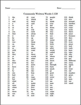 300 Commonly Written Words by J M Anderson | TPT