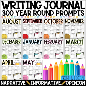 Preview of 300 Daily Writing Prompts | No Prep Printable and Digital Year Long Journal