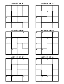 300 Easy 4x4 5x5 CalcuDoku/MathDoku by Peppermint Puzzles | TPT