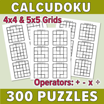 Preview of 300 Easy 4x4 and 5x5 CalcuDoku/MathDoku