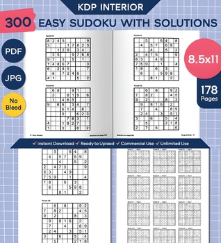Preview of 300 Easy Sudoku Puzzles | KDP Interior