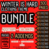 300 Pages MATH ADDITION winter clothes Themed | K-3rd | BU