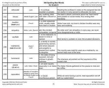 300 Spelling Bee Words for 7th Grade by Spelling Words Well | TPT