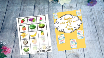 Preview of 300 food picture cards communication Numbers 1 to 20 Alphabet! Back to School