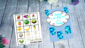 Preview of 300 food therapy picture card Numbers 1 to 20 Alphabet handwriting