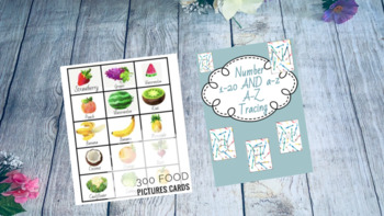 Preview of bundle 300 food picture card communication Numbers 1 to 20 Alphabet therapy