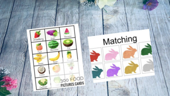Preview of 300 food therapy picture cards communication matching interactive activity