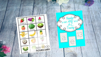 Preview of 300 food therapy picture cards with the Alphabet, ABA DTT, OT therapy speech