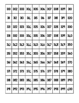 Number Chart To 400